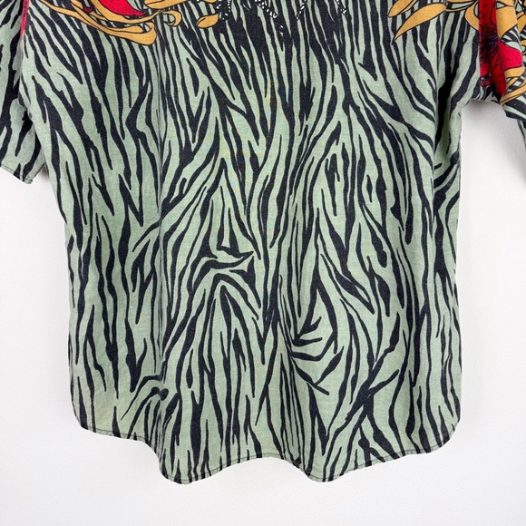 Vintage 80's Tropical Zebra Print Blouse - Picture 10 of 10